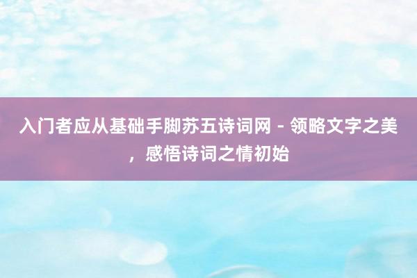 入门者应从基础手脚苏五诗词网 - 领略文字之美,感悟诗词之情初始